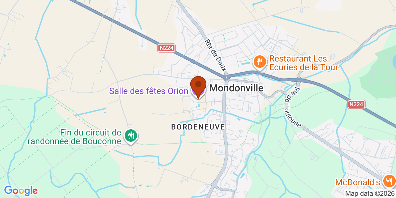 Carte autour de Salle des fêtes Orion 31700 Mondonville